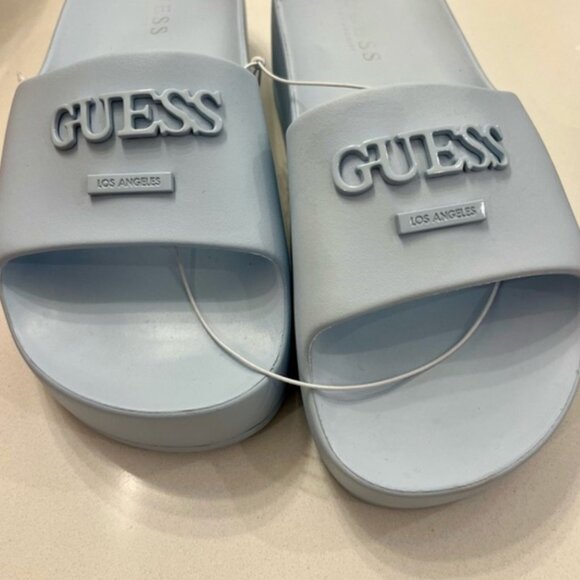 Guess Platform Pool Slides Baby Blue Size 11 NWT - Picture 3 of 5